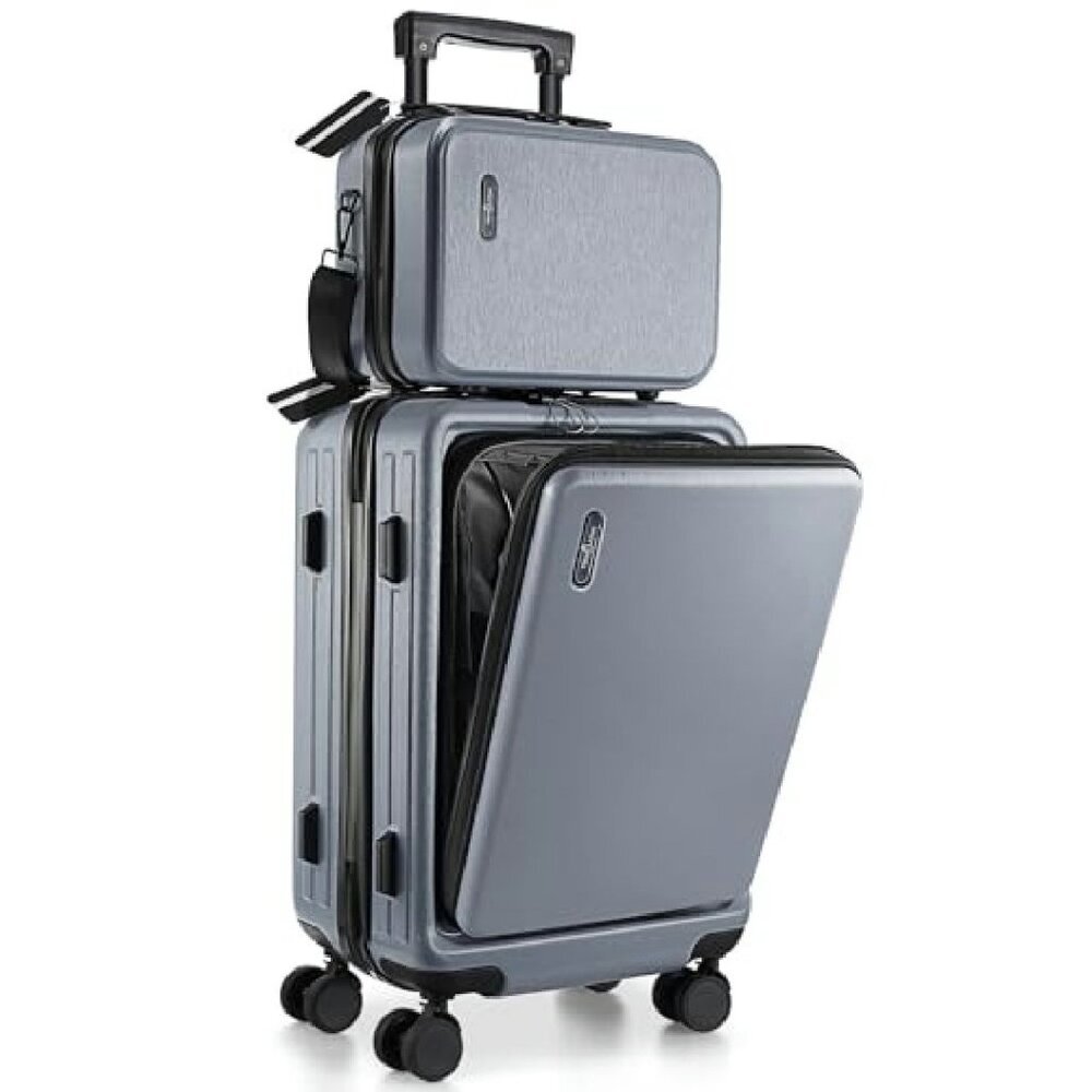 20" Hard Shell Carry-On Luggage with Spinner Wheels & Cosmetic Case - Picture 2 of 7